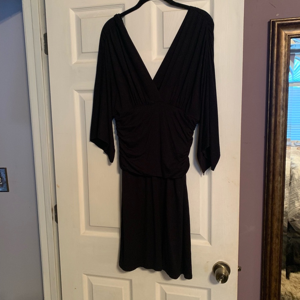 Boston Proper Elegant Black V-Neck Dress